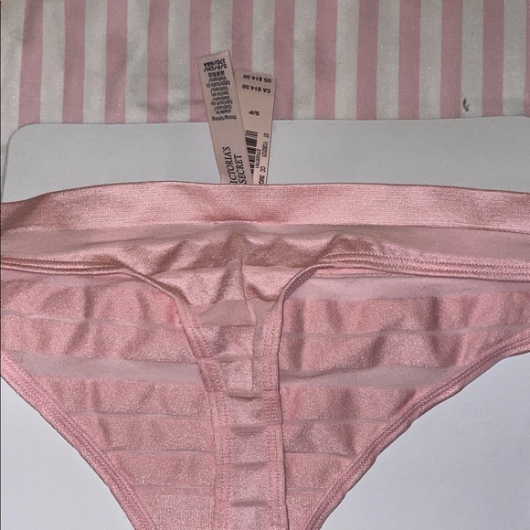 Victoria's Secret Blush and White Striped Pajama model soft Set w/ free panties - Picture 14 of 16